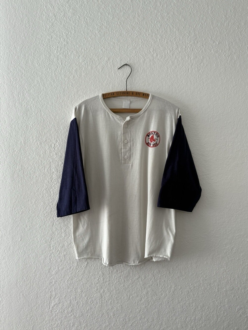 Vintage 80s Boston Red Sox Raglan 1/4 Button Up Large Shirt Artex USA
